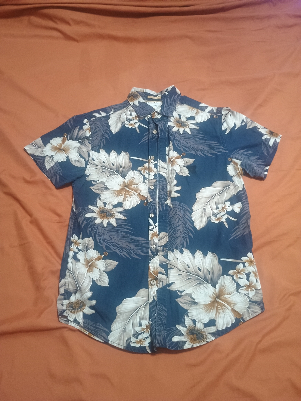 Men's Short-Sleeve Floral Button-Down Shirt - Navy Floral